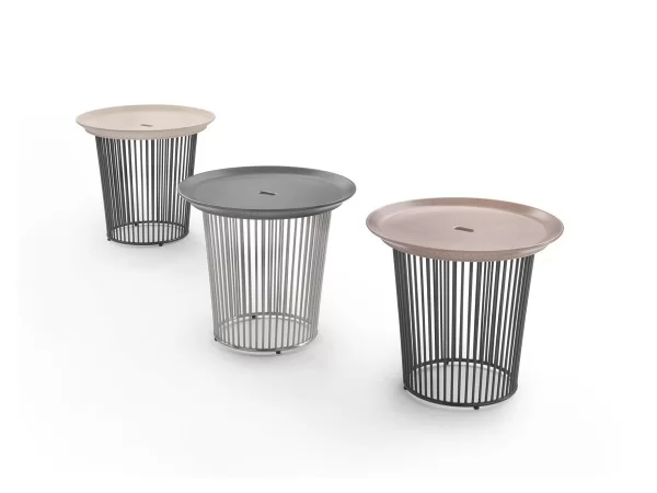 Three versions of the Berry outdoor coffee table by Flexform