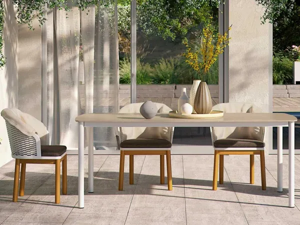 Silla con reposabrazos Cyrano - malla de aluminio blanco