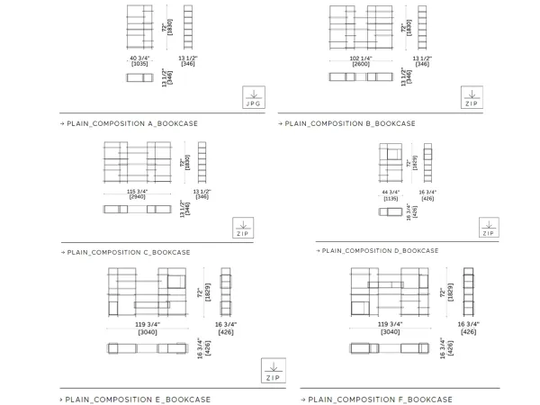 Scheda tecnica delle versioni disponibili della libreria Plain di Lema