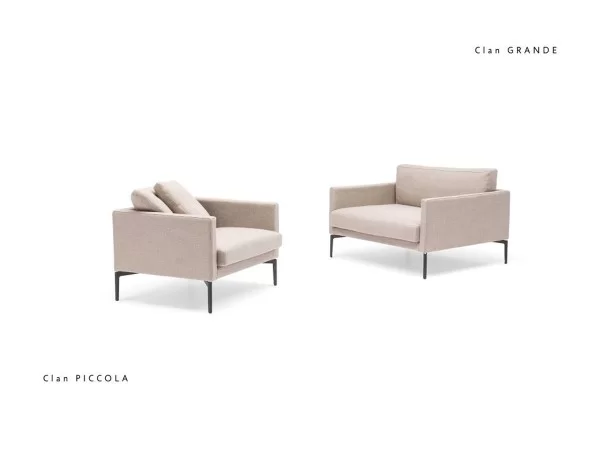 Large and small versions of the Clan armchair by Living Divani