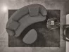 La forma redonda del sofá Yves de Porada