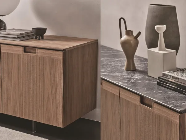 La madia Matics 4 con top in legno e top in marmo