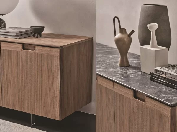 The Matics 4 sideboard with wooden top and marble top