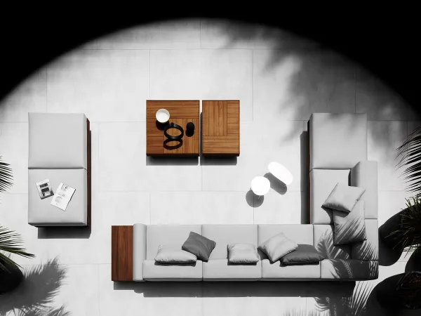 Le canapé de la Kasbah avec table basse et banc