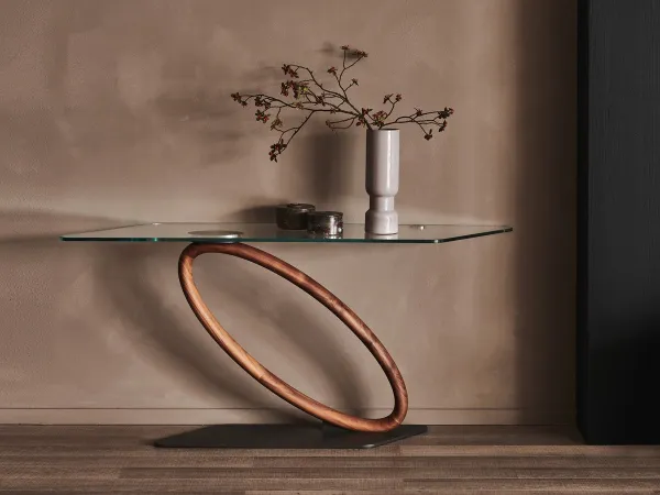 Console Tour avec plateau en verre