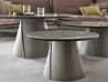 Details of the conical metal base of the Albert Keramik coffee table
