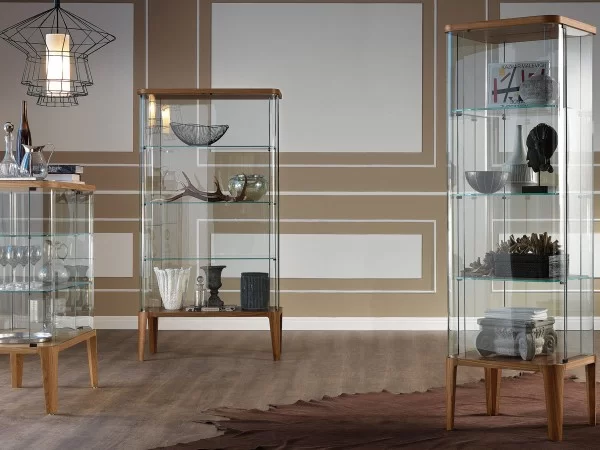 Different versions of the Chantal display cabinet by Cattelan Italia