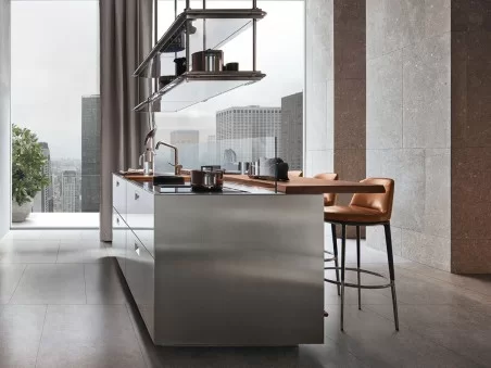 Italia stainless steel island with Era snack top