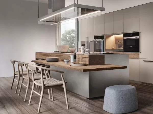 Convivium island with built-in snack bar