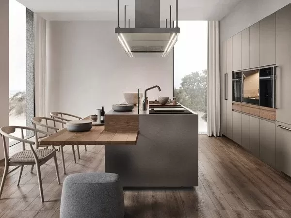 The Convivium island in Vintage stainless steel