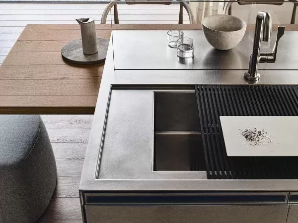 The Convivium Era built-in snack bar with drawers and living area