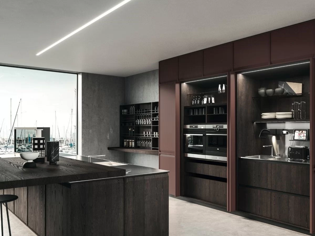 Ak_Project kitchen by Arrital with retractable doors tall unit.