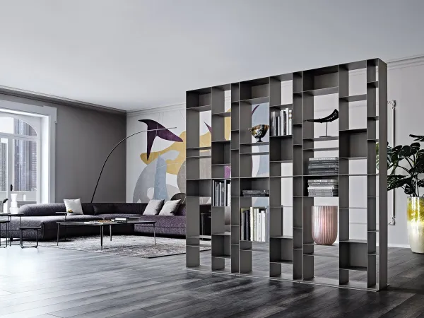 The Latitude bookcase as a divider between two rooms