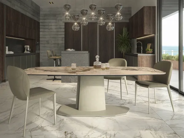 Il tavolo Aviator Keramik Lift di Cattelan Italia in una zona living