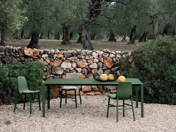 The Thin-K table by Kristalia in an outdoor area