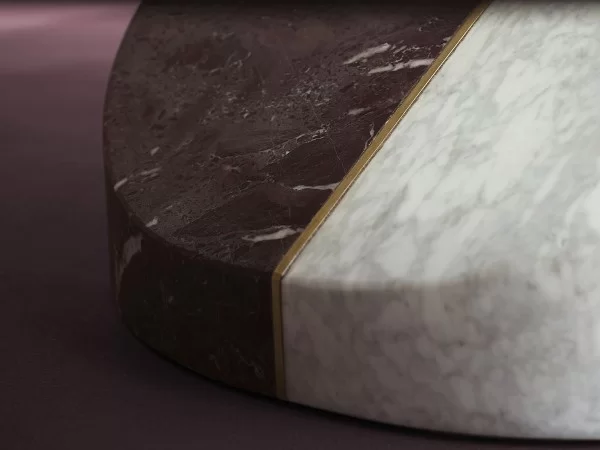 Details of the marble base of the Ziggy coffee table by Baxter