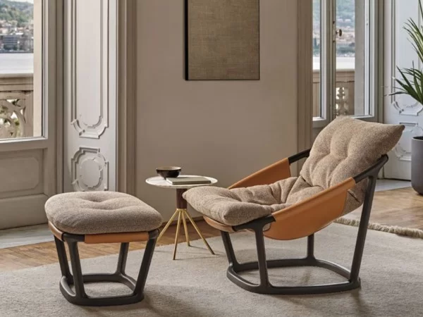 Porada Amarantha armchair with matching ottoman