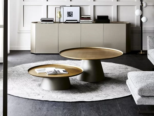 Amerigo coffee table by Cattelan Italia with top in Brushed Brass