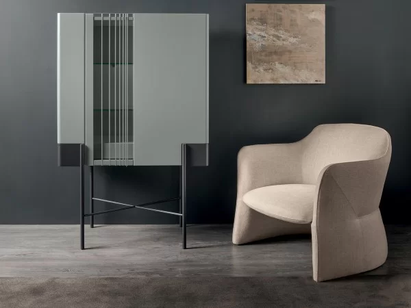 The Karina armchair by Cantori and the Valley sideboard by Cantori