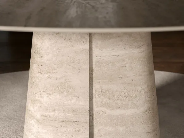 Details of the base of the Rado Keramik Round table by Cattelan Italia
