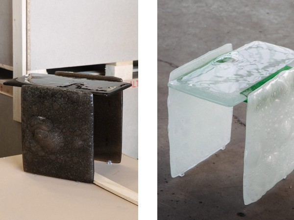 Due varianti del tavolo Opalia di Glas Italia