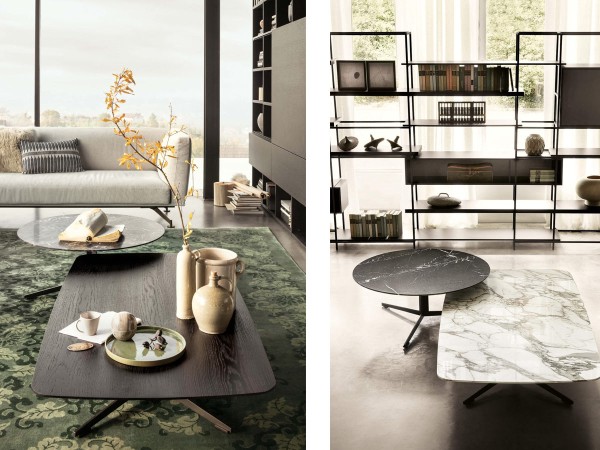 Lema的Oydo咖啡桌的不同饰面。