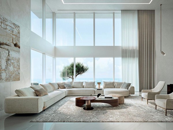 Il divano Arnold di Longhi in una zona living