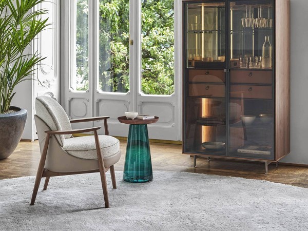 The Jig coffee table by Porada – Turquoise Blown Glass