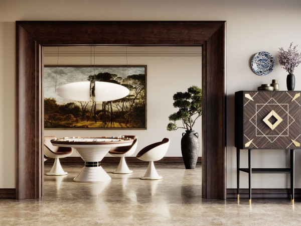 Vegas poker table by Vismara in a living area