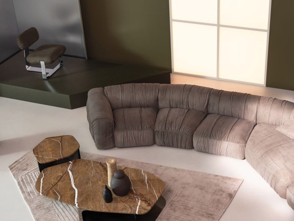 Kor Coffee Table Baxter | Antiqued Steel Base and Stone Top | Baxter Design Team