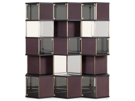 Hive Bar Cabinet Baxter | Hexagonal Leather and Glass Honeycomb | Pietro Russo Design