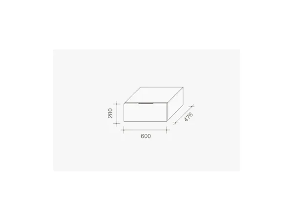 Technische Zeichnung des Nachttischs Flin von Lema