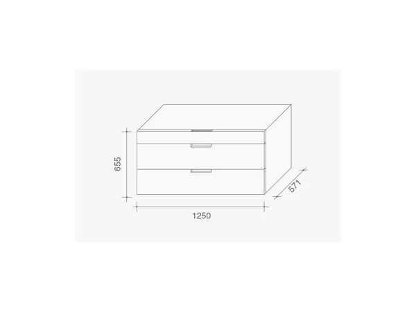 Technical drawing for the Flin chest of drawers by Lema