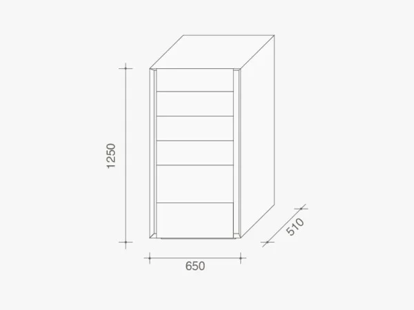 Technical drawing of the Lema Luna high chest of drawers