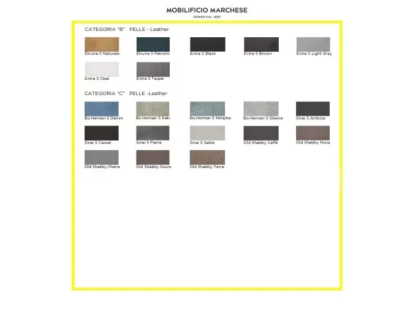 Finishes available for the Budapest Soft sofa by Baxter