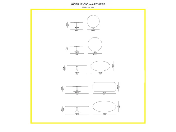 Le versioni disponibili per il tavolo Bourgeois di Baxter