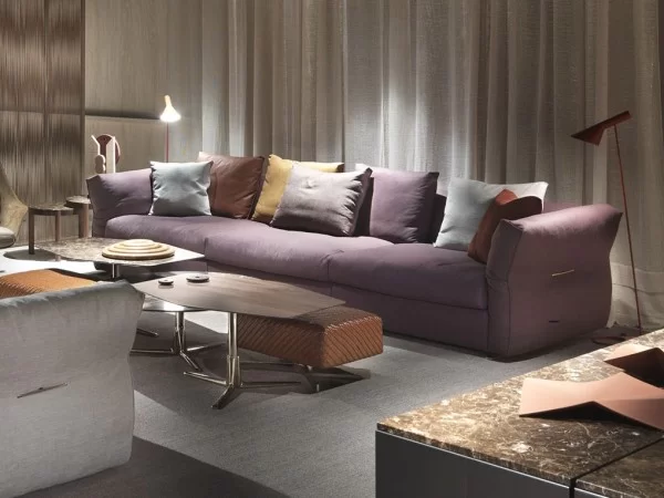 Details of a Newbridge sofa by Flexform with cushions.