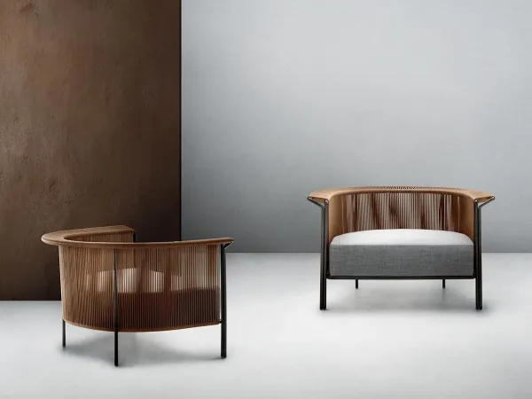 Lema的奥尔顿扶手椅：皮革绳索编织