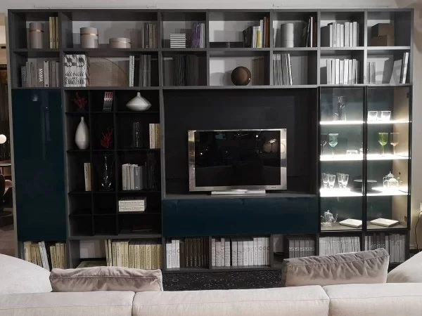 Brown Lema Selecta Bookcase with TV screen at the best-discounted price
