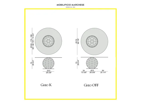 Versiones diferentes de la mesa Gheo de Porada