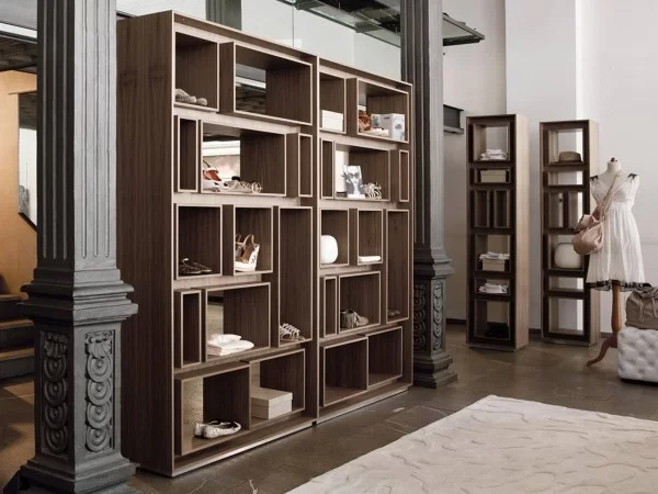 Bookshelf in walnut model First by Porada in living room ambience