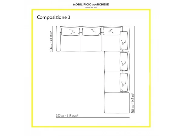 Flexform Asolo L-shaped composition collection 2020