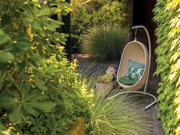 The Nest armchair in an outdoor area